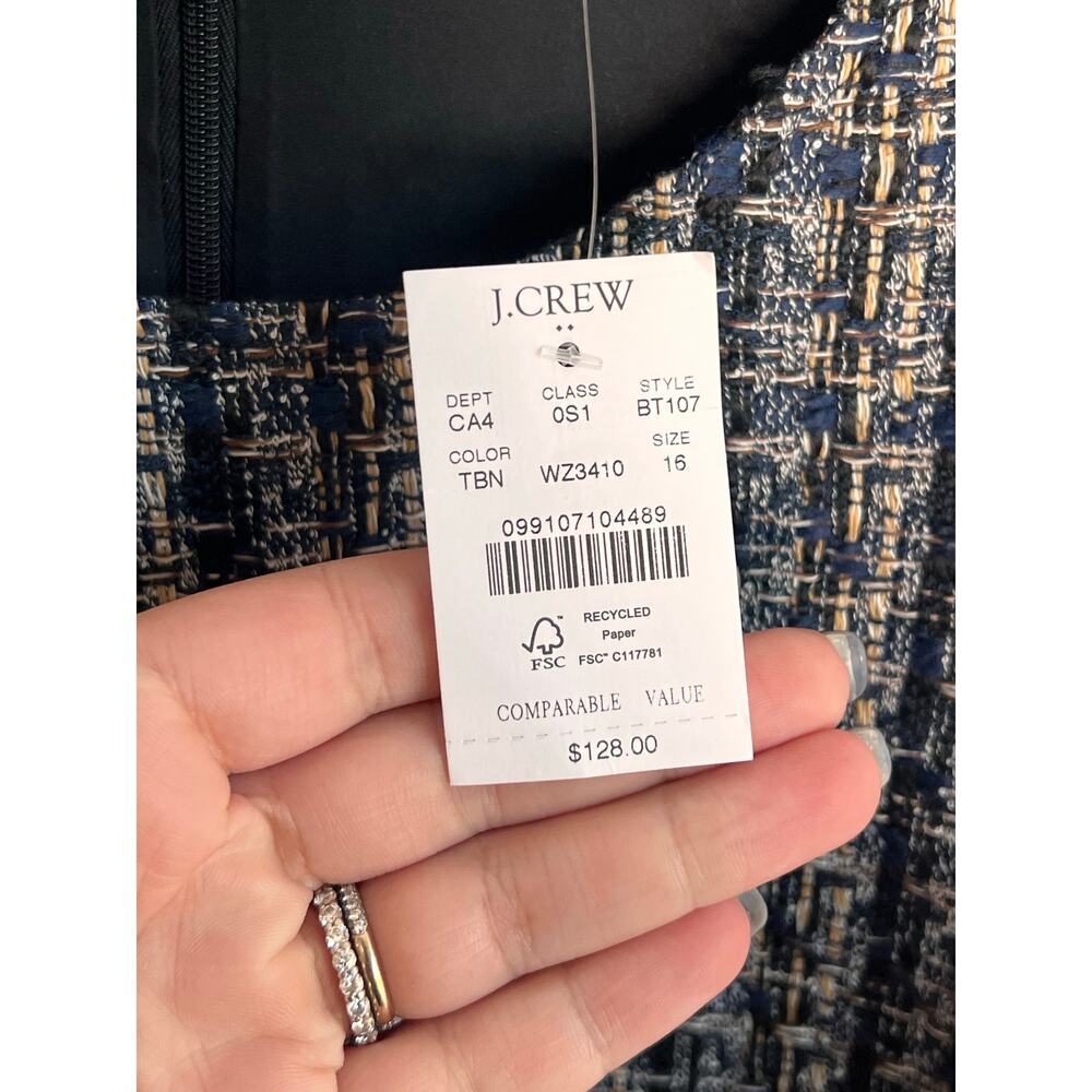 NWT J. Crew Navy and White Tweed Mini Dress - Picture 6 of 11